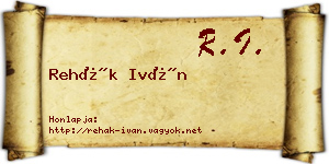 Rehák Iván névjegykártya