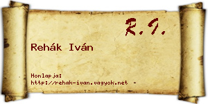 Rehák Iván névjegykártya